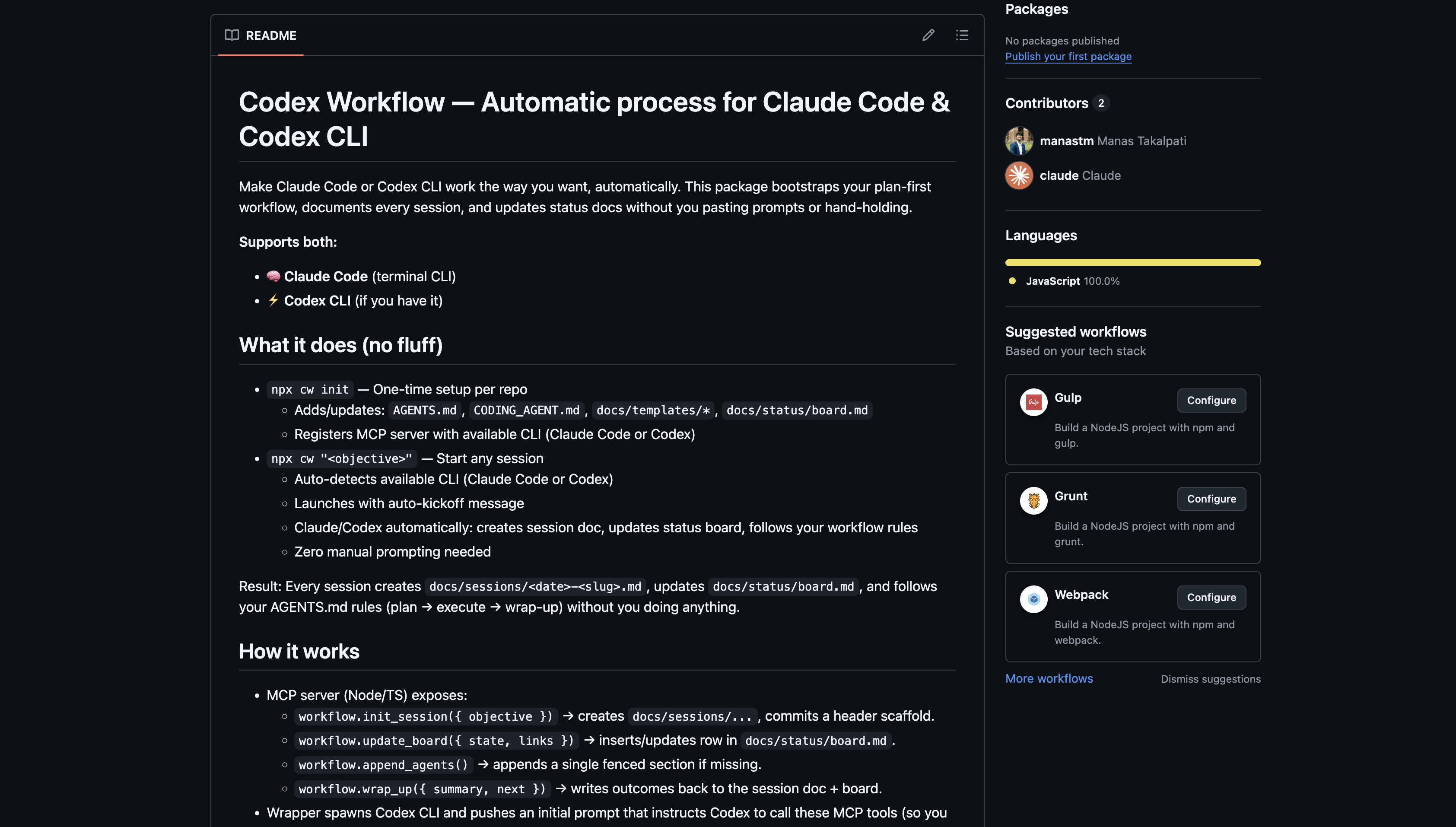 Screenshot of Codex Workflow - CLI Automation Tool