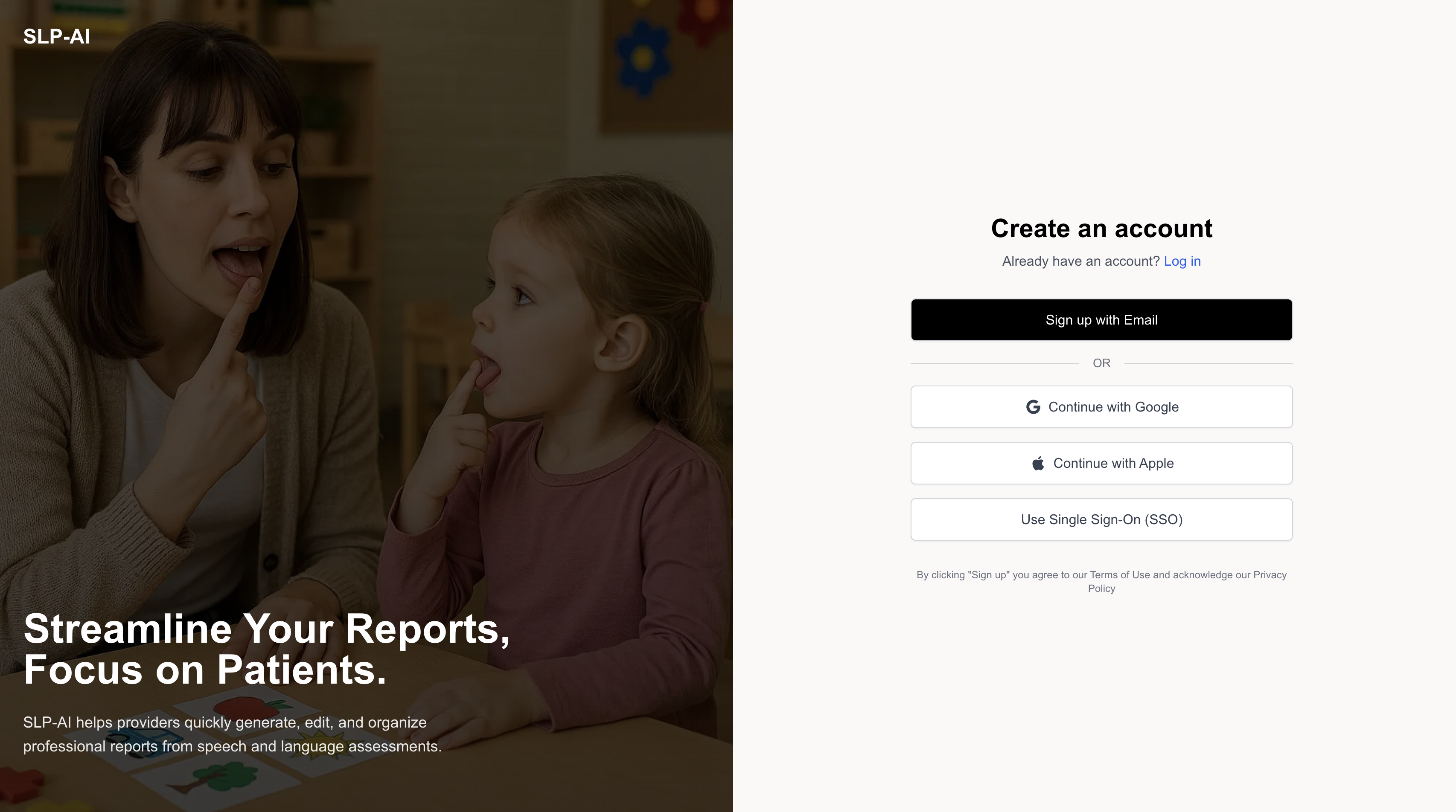 Screenshot of SLP AI